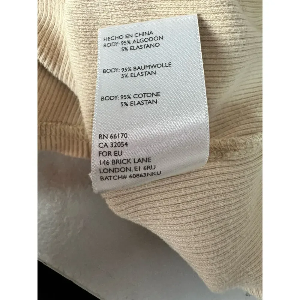 Urban Outfitters Womens Beige Ribbed Polo Romper Short Sleeve Fitted Playsuit M